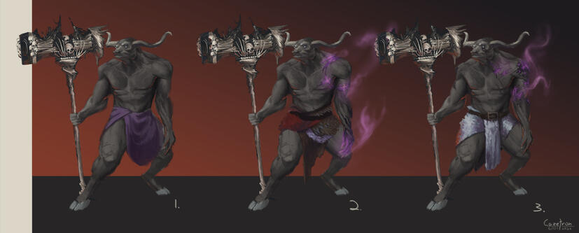 Minotaur - Refined Sketches 1-3